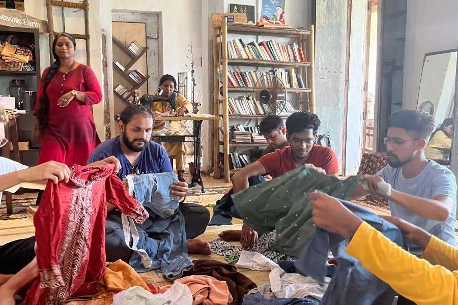 Team members crafting